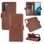 For Samsung Galaxy S21 5G Dual-side Magnetic Buckle Horizontal Flip Leather Case with Holder & Card Slots & Wallet(Brown)