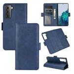For Samsung Galaxy S21 5G Dual-side Magnetic Buckle Horizontal Flip Leather Case with Holder & Card Slots & Wallet(Dark Blue)