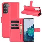 For Samsung Galaxy S21 5G Litchi Texture Horizontal Flip Protective Case with Holder & Card Slots & Wallet(Red)