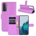 For Samsung Galaxy S21 5G  Litchi Texture Horizontal Flip Protective Case with Holder & Card Slots & Wallet(Purple)