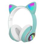 T&G TN-28 3.5mm Bluetooth 5.0 Dual Connection RGB Cat Ear Bass Stereo Noise-cancelling Headphones Support TF Card With Mic(Green)