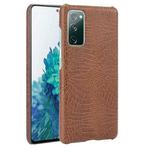 For Samsung Galaxy S20 FE Shockproof Crocodile Texture PC + PU Case(Brown)