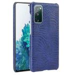 For Samsung Galaxy S20 FE Shockproof Crocodile Texture PC + PU Case(Blue)