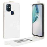 For OnePlus Nord N10 5G R64 Texture Single Vertical Flip Leather Protective Case with Card Slots & Photo Frame(White)