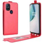 For OnePlus Nord N10 5G R64 Texture Single Vertical Flip Leather Protective Case with Card Slots & Photo Frame(Red)