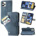 For iPhone 12 mini Rotary Card Matte PU Leather Case with Card Slots & Photo Frame & Holder (Blue)