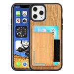 For iPhone 12 mini Wood Grain PU+TPU Protective Case with Card Slot(Cherry Wood)