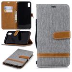 Color Matching Denim Texture Leather Case for Huawei Honor 6X, with Holder & Card Slots & Wallet & Lanyard(Gray)