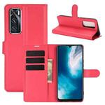 For vivo V20 SE Litchi Texture Horizontal Flip Protective Case with Holder & Card Slots & Wallet(Red)