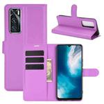 For vivo V20 SE Litchi Texture Horizontal Flip Protective Case with Holder & Card Slots & Wallet(Purple)