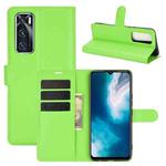For vivo V20 SE Litchi Texture Horizontal Flip Protective Case with Holder & Card Slots & Wallet(Green)