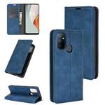 For OnePlus Nord N100 Retro-skin Business Magnetic Suction Leather Case with Holder & Card Slots & Wallet(Dark Blue)