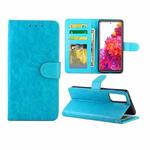 For Samsung Galaxy S20 FE 5G Crazy Horse Texture Leather Horizontal Flip Protective Case with Holder & Card Slots & Wallet & Photo Frame(Baby Blue)