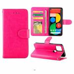 For Goolgle Pixel 5 Crazy Horse Texture Leather Horizontal Flip Protective Case with Holder & Card Slots & Wallet & Photo Frame(Rose Red)