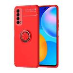 For Huawei P smart 2021 Metal Ring Holder 360 Degree Rotating TPU Case(Red+Red)