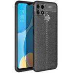 For OPPO A15 Litchi Texture TPU Shockproof Case(Black)