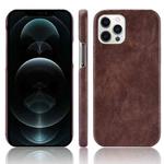 For iPhone 12 / 12 Pro Shockproof Litchi Texture PC + PU Case(Brown)