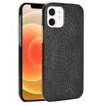 For iPhone 12 mini Shockproof Crocodile Texture PC + PU Case(Black)