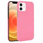 For iPhone 12 mini Shockproof Crocodile Texture PC + PU Case(Pink)