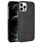 For iPhone 12 / 12 Pro Shockproof Crocodile Texture PC + PU Case(Black)