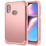 For Samsung Galaxy A10s PC + Silicone Three-piece Shockproof Protection Case(Rose Gold)