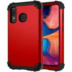 For Samsung Galaxy A20/A30/A50 PC + Silicone Three-piece Shockproof Protection Case(Red)