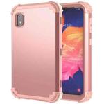 For Samsung Galaxy A10e PC + Silicone Three-piece Shockproof Protection Case(Rose Gold)