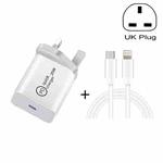 SDC-20W 2 in 1 PD 20W USB-C / Type-C Travel Charger + 3A PD3.0 USB-C / Type-C to 8 Pin Fast Charge Data Cable Set, Cable Length: 1m, UK Plug
