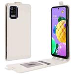 For LG K52 R64 Texture Single Vertical Flip Leather Protective Case with Card Slots & Photo Frame(White)