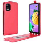 For LG K52 R64 Texture Single Vertical Flip Leather Protective Case with Card Slots & Photo Frame(Red)