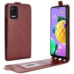 For LG K52 R64 Texture Single Vertical Flip Leather Protective Case with Card Slots & Photo Frame(Brown)