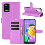 For LG K52 Litchi Texture Horizontal Flip Protective Case with Holder & Card Slots & Wallet(Purple)