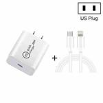 SDC-20W 2 in 1 PD 20W USB-C / Type-C Travel Charger + 3A PD3.0 USB-C / Type-C to 8 Pin Fast Charge Data Cable Set, Cable Length: 2m, US Plug
