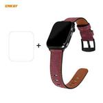 For Apple Watch Series 6/5/4/SE 40mm Hat-Prince ENKAY 2 in 1 Retro Style PU Leather Watch Band + 3D Full Screen PET Curved Hot Bending HD Screen Protector Film(Purple)