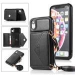 For iPhone X / XS Multi-functional Cross-body Card Bag TPU+PU Back Cover Case with Holder & Card Slot & Wallet(Black)