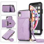 For iPhone XS Max Multi-functional Cross-body Card Bag TPU+PU Back Cover Case with Holder & Card Slot & Wallet(Purple)
