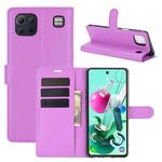 For LG K92 5G Litchi Texture Horizontal Flip Protective Case with Holder & Card Slots & Wallet(Purple)