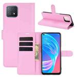 For OPPO A72 / A73 5G Litchi Texture Horizontal Flip Protective Case with Holder & Card Slots & Wallet(Pink)