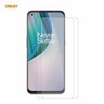 For OnePlus Nord N10 5G 2 PCS ENKAY Hat-Prince 0.26mm 9H 2.5D Curved Edge Tempered Glass Film