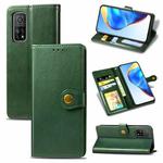 For Xiaomi Mi 10T / Redmi K30S Retro Solid Color Leather Buckle Phone Case with Lanyard & Photo Frame & Card Slot & Wallet & Stand Function(Green)