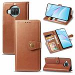 For Xiaomi Mi 10T Lite 5G Retro Solid Color Leather Buckle Phone Case with Lanyard & Photo Frame & Card Slot & Wallet & Stand Function(Brown)