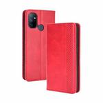 For OnePlus Nord N100 Magnetic Buckle Retro Crazy Horse Texture Horizontal Flip Leather Case with Holder & Card Slots & Photo Frame(Red)