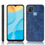 For OPPO A15 Shockproof Sewing Cow Pattern Skin PC + PU + TPU Case(Blue)