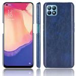 For OPPO Reno4 SE Shockproof Litchi Texture PC + PU Case(Blue)