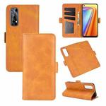For OPPO Realme 7 Dual-side Magnetic Buckle Horizontal Flip Leather Case with Holder & Card Slots & Wallet(Yellow)