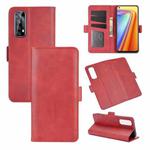 For OPPO Realme 7 Dual-side Magnetic Buckle Horizontal Flip Leather Case with Holder & Card Slots & Wallet(Red)