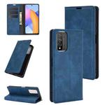 For Huawei Honor 10X Lite Retro-skin Business Magnetic Suction Leather Case with Holder & Card Slots & Wallet(Dark Blue)