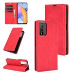 For Huawei Honor 10X Lite Retro-skin Business Magnetic Suction Leather Case with Holder & Card Slots & Wallet(Red)