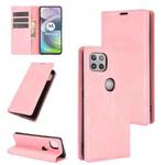 For Motorola Moto G 5G Retro-skin Business Magnetic Suction Leather Case with Holder & Card Slots & Wallet(Pink)