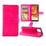 For OPPO F17 / A73 (2020) 4G Crazy Horse Texture Leather Horizontal Flip Protective Case with Holder & Card Slots & Wallet & Photo Frame(Rose Red)